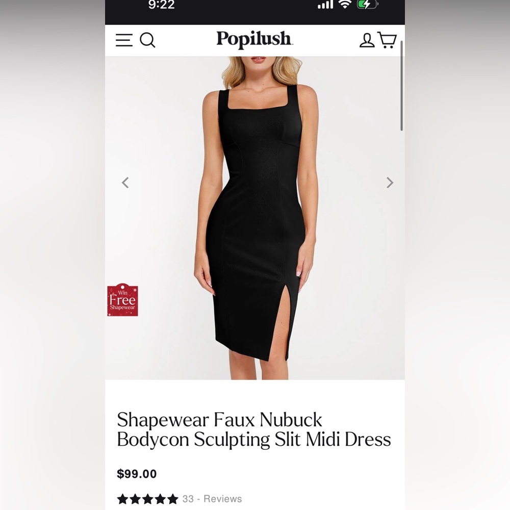 Popilush Elegant Black Midi Dress